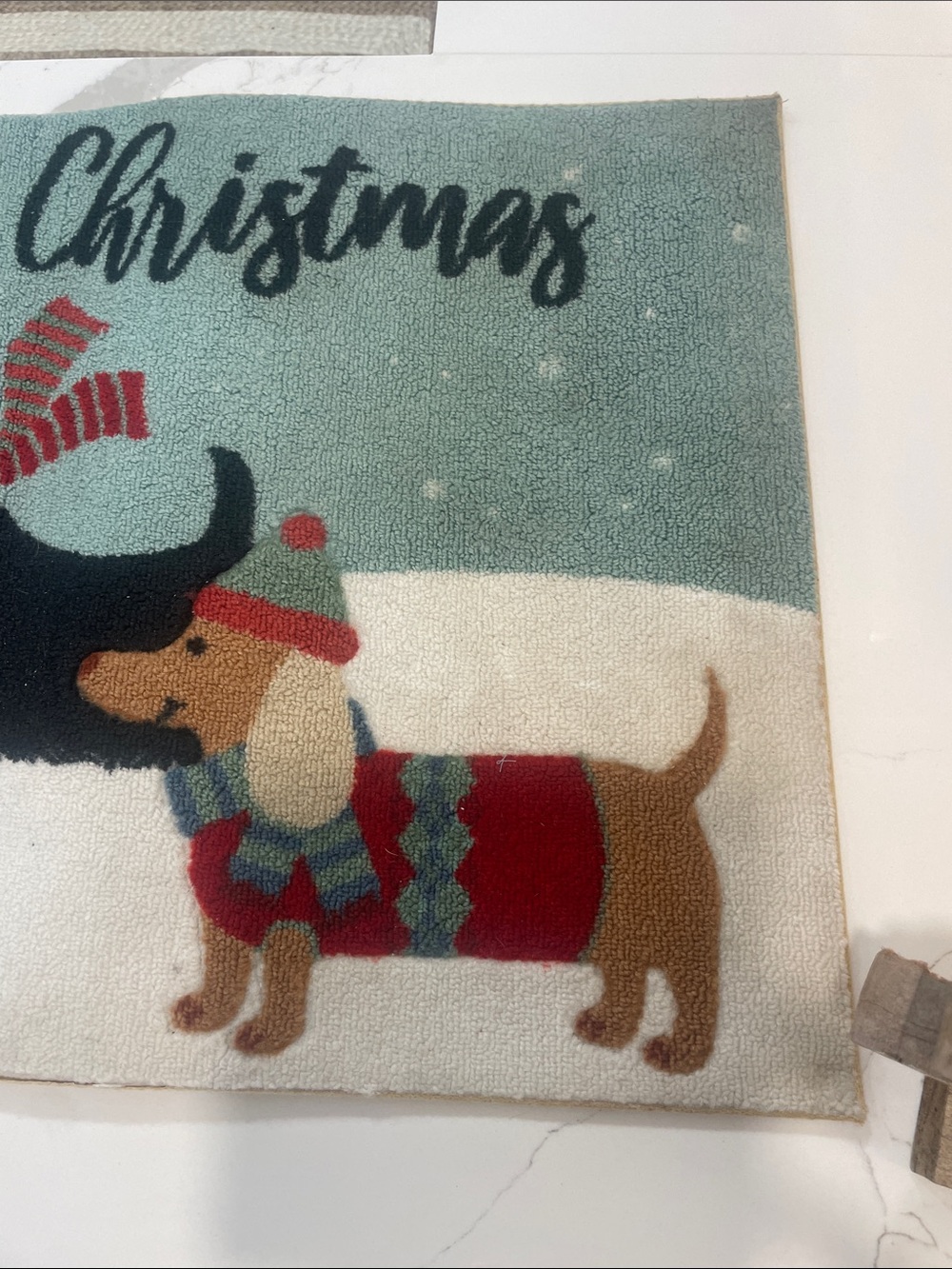 Festive Merry Christmas Dog Doormat - Green and Red - Picture 5 of 9
